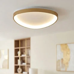 Plafoniere Moderne-Selezionato da Mazzolaluce Plafoniera oro sabbiato 42cm led 38w 2500lm tricolor dimm con telecomando