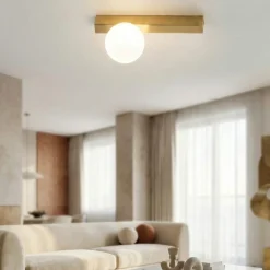 Plafoniere Moderne-Perenz Illuminazione Plafoniera oro sfera bianca moderna snooky