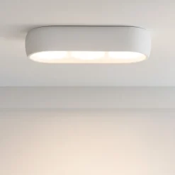 Plafoniere Moderne-Sforzin Illuminazione Plafoniera ovale moderna di gesso bianco sforzin mysia