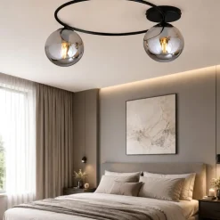 Plafoniere Moderne-Selezionato da Mazzolaluce Plafoniera per camera da letto nera sfere in vetro grafite fp