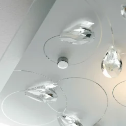 Plafoniere Moderne-Selezionato da Mazzolaluce Plafoniera per camera da letto 50cm quadrata vetro mandorle in cristallo