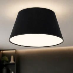 Plafoniere Moderne-Selezionato da Mazzolaluce Plafoniera per camera da letto cono di tessuto nero 38 cm