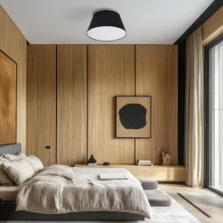 Plafoniere Moderne-Selezionato da Mazzolaluce Plafoniera per camera da letto cono di tessuto nero 38 cm