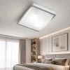 Plafoniere Moderne-Selezionato da Mazzolaluce Plafoniera per camera da letto in vetro bianco lucido cornice cromata