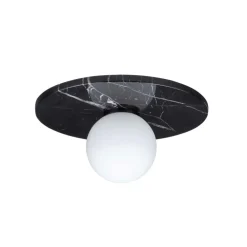 Plafoniere Moderne-Selezionato da Mazzolaluce Plafoniera per camera da letto marmo nero sfera vetro bianco
