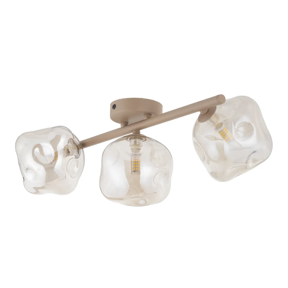 Plafoniere Moderne-Selezionato da Mazzolaluce Plafoniera per camera da letto design moderna tortora vetri sfere cognac