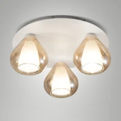 Plafoniere Moderne-Fabas Luce Plafoniera per camera da letto con vetri ambra moderna lila