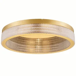 Plafoniere Moderne-Selezionato da Mazzolaluce Plafoniera per camera da letto anello elegante oro effetto cristallo led 70w 3000k