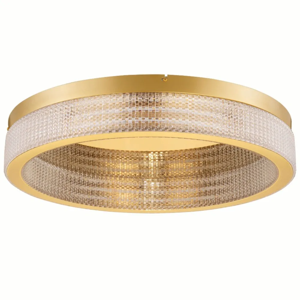 Plafoniere Moderne-Selezionato da Mazzolaluce Plafoniera per camera da letto anello elegante oro effetto cristallo led 70w 3000k