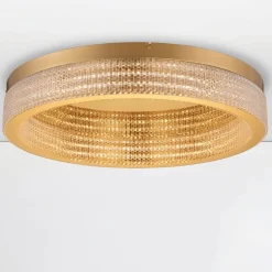 Plafoniere Moderne-Selezionato da Mazzolaluce Plafoniera per camera da letto anello elegante oro effetto cristallo led 70w 3000k