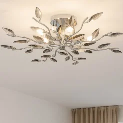 Plafoniere Moderne-Affralux Plafoniera per camera da letto cromo cristalli fume