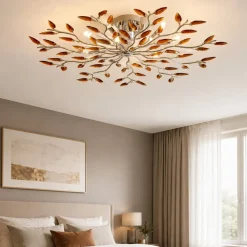 Plafoniere Moderne-Affralux Plafoniera per camera da letto da salone oro cristalli ambra