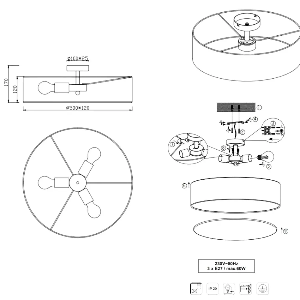 Plafoniere Moderne-Selezionato da Mazzolaluce Plafoniera per camera da letto tessuto cilindro stoffa bianca