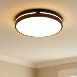 Plafoniere Moderne-Selezionato da Mazzolaluce Plafoniera per camera da letto marrone rotonda led 30w 3000k luminosa