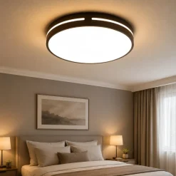 Plafoniere Moderne-Selezionato da Mazzolaluce Plafoniera per camera da letto marrone rotonda led 30w 3000k luminosa