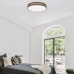 Plafoniere Moderne-Selezionato da Mazzolaluce Plafoniera per camera da letto marrone rotonda led 30w 3000k luminosa