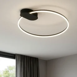 Plafoniere Moderne-Selezionato da Mazzolaluce Plafoniera per camera da letto kiki nera cerchio led 3000k dimmerabile