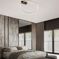 Plafoniere Moderne-Selezionato da Mazzolaluce Plafoniera per camera da letto kiki nera cerchio led 3000k dimmerabile
