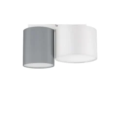Plafoniere Moderne-Selezionato da Mazzolaluce Plafoniera per camera da letto bianco grigio cilindri di tessuto