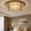 Plafoniere Moderne-Selezionato da Mazzolaluce Plafoniera per camera da letto in cristallo e oro 42cm led 3500k dimmerabile 50 cm