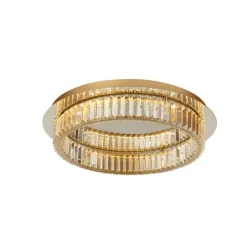 Plafoniere Moderne-Selezionato da Mazzolaluce Plafoniera per camera da letto in cristallo e oro 42cm led 3500k dimmerabile 50 cm