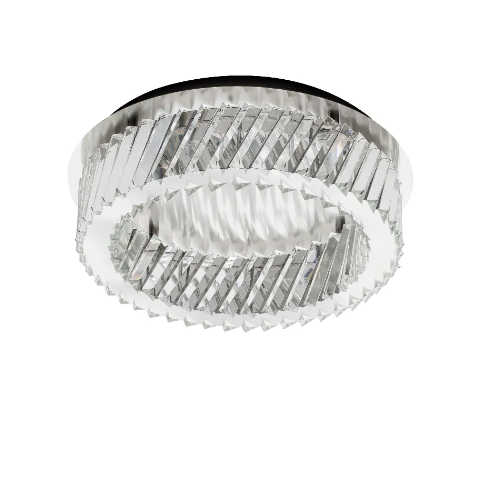 Plafoniere Moderne-Selezionato da Mazzolaluce Plafoniera per camera da letto anello di cristallo trasparente led 34w 3000k dimmerabile