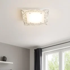 Plafoniere Moderne-Top Light Plafoniera per camera da letto quadrata in vetro decorato toplight stripes