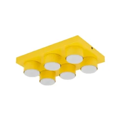 Plafoniere Moderne-Selezionato da Mazzolaluce Plafoniera per cameretta bambini mattoncino giallo 6 luci moderna
