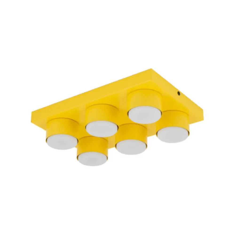 Plafoniere Moderne-Selezionato da Mazzolaluce Plafoniera per cameretta bambini mattoncino giallo 6 luci moderna