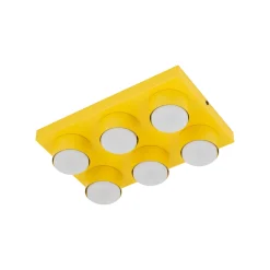 Plafoniere Moderne-Selezionato da Mazzolaluce Plafoniera per cameretta bambini mattoncino giallo 6 luci moderna
