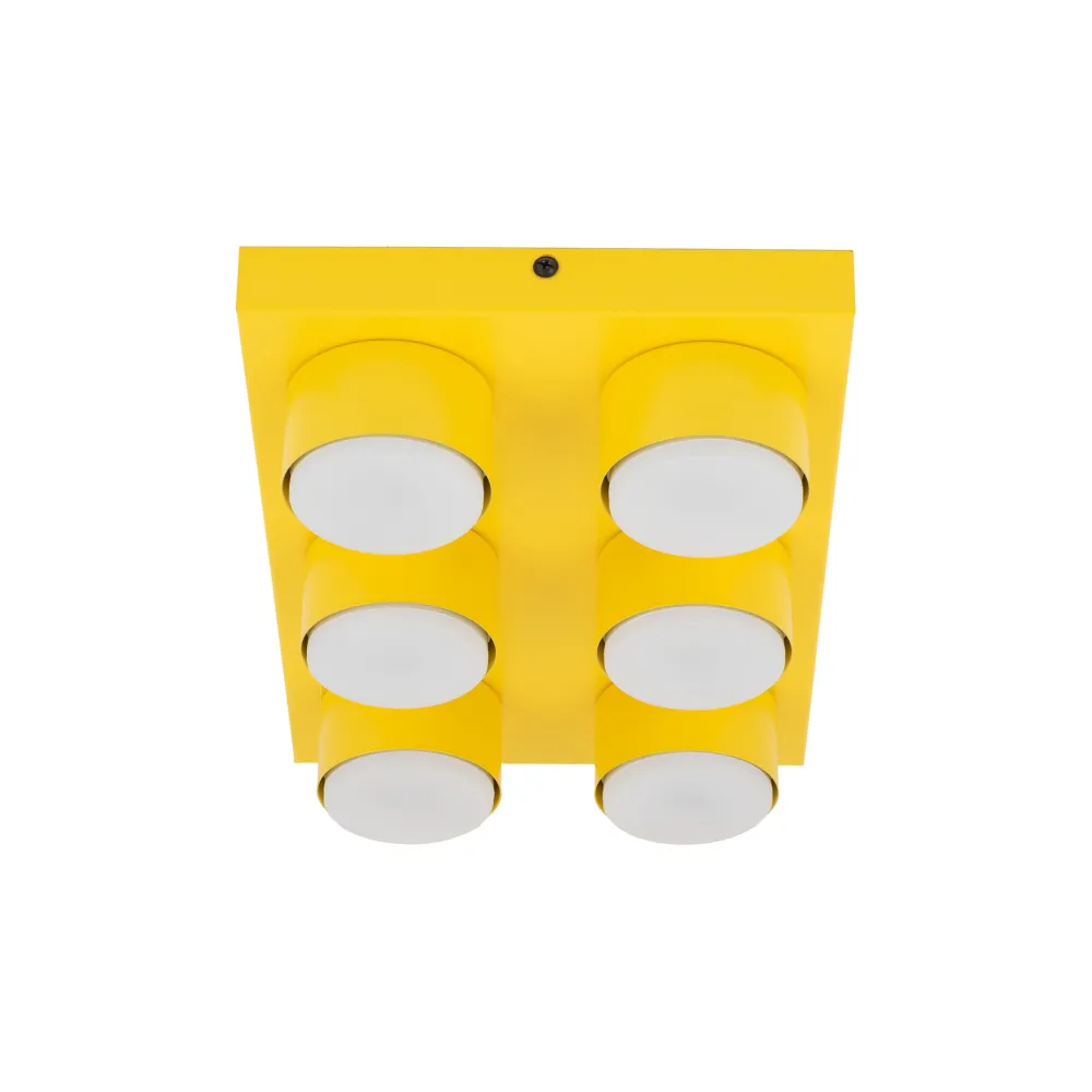 Plafoniere Moderne-Selezionato da Mazzolaluce Plafoniera per cameretta bambini mattoncino giallo 6 luci moderna