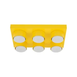 Plafoniere Moderne-Selezionato da Mazzolaluce Plafoniera per cameretta bambini mattoncino giallo 6 luci moderna