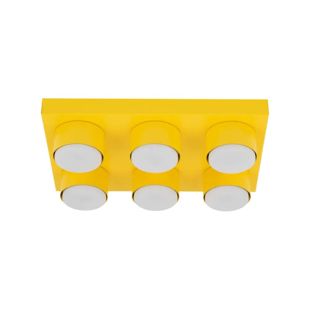 Plafoniere Moderne-Selezionato da Mazzolaluce Plafoniera per cameretta bambini mattoncino giallo 6 luci moderna