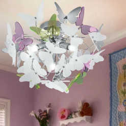 Plafoniere Moderne-Selezionato da Mazzolaluce Plafoniera per cameretta bambina farfalle multicolore