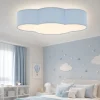 Plafoniere Moderne-Selezionato da Mazzolaluce Plafoniera per cameretta bambino nuvola di tessuto celeste 63 cm moderna