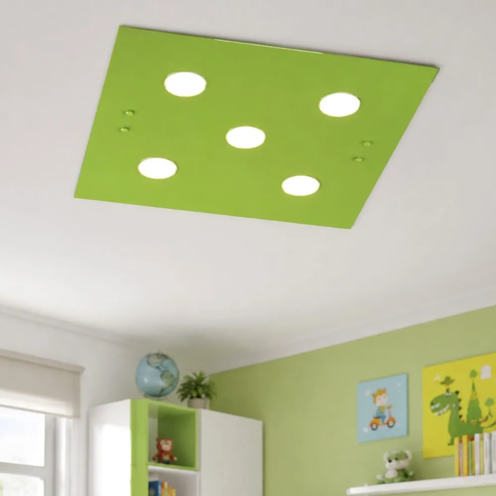 Plafoniere Moderne-Top Light Plafoniera per cameretta in vetro lucido verde quadrata moderna