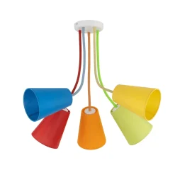 Plafoniere Moderne-Selezionato da Mazzolaluce Plafoniera per cameretta multicolor 5 luci paralumi in tessuto