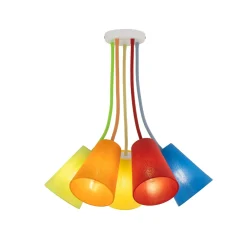 Plafoniere Moderne-Selezionato da Mazzolaluce Plafoniera per cameretta multicolor 5 luci paralumi in tessuto