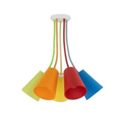 Plafoniere Moderne-Selezionato da Mazzolaluce Plafoniera per cameretta multicolor 5 luci paralumi in tessuto