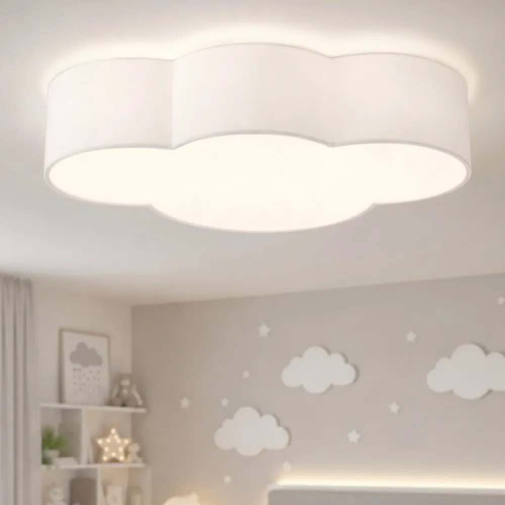 Plafoniere Moderne-Selezionato da Mazzolaluce Plafoniera per camerette nuvola bianca in tessuto 63 cm moderna