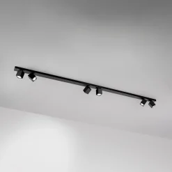 Plafoniere Moderne-Perenz Illuminazione Plafoniera per cucina 200cm con spot orientabili nera oddy perenz