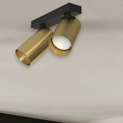 Plafoniere Moderne-Selezionato da Mazzolaluce Plafoniera per cucina con 2 faretti orientabili colore oro