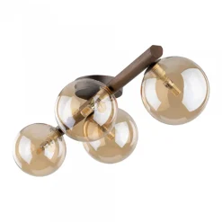 Plafoniere Moderne-Selezionato da Mazzolaluce Plafoniera per cucina in legno noce sfere di vetro ambra stile nordico
