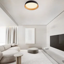 Plafoniere Moderne-Selezionato da Mazzolaluce Plafoniera per cucina led 50w 3000k nera effetto legno dimmerabile