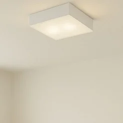 Plafoniere Moderne-Selezionato da Mazzolaluce Plafoniera per cucina moderna quadrata vetro bianco lucido