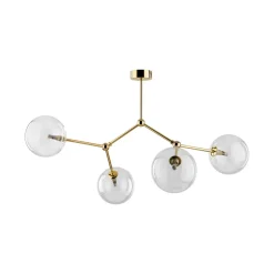 Plafoniere Moderne-Selezionato da Mazzolaluce Plafoniera per cucina moderna oro 4 bocce trasparenti