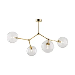 Plafoniere Moderne-Selezionato da Mazzolaluce Plafoniera per cucina moderna oro 4 bocce trasparenti