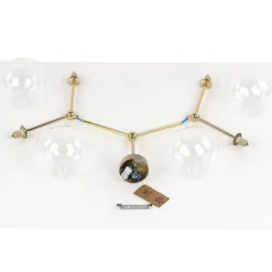 Plafoniere Moderne-Selezionato da Mazzolaluce Plafoniera per cucina moderna oro 4 bocce trasparenti