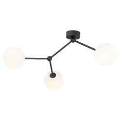 Plafoniere Moderne-Selezionato da Mazzolaluce Plafoniera per cucina moderna nero 3 bocce bianche