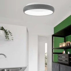 Plafoniere Moderne-Selezionato da Mazzolaluce Plafoniera per cucina moderna grigio led 32w 3000k dimmerabile